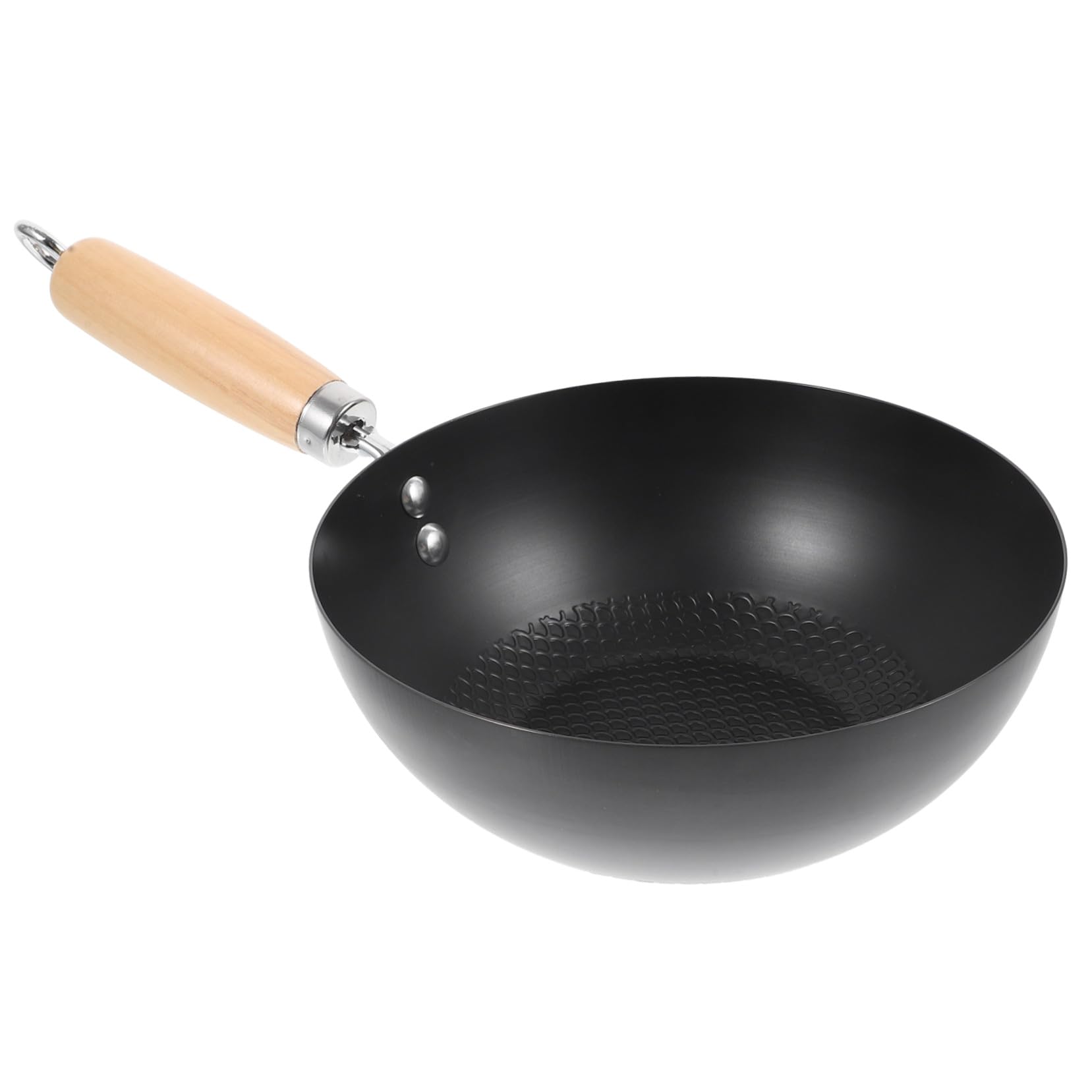 COLLBATH Petit Wok Japonerie de Cuisson, en Fer Forgé Noir, Antiadhésif