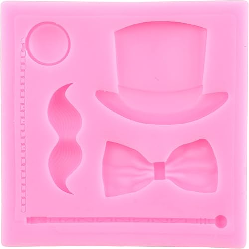Miniatura 7 de ZiXiang Moldes de silicona para póquer, diseño de sombrero del país de las maravillas y fondant, molde para bigote y reloj, moldes de chocolate para