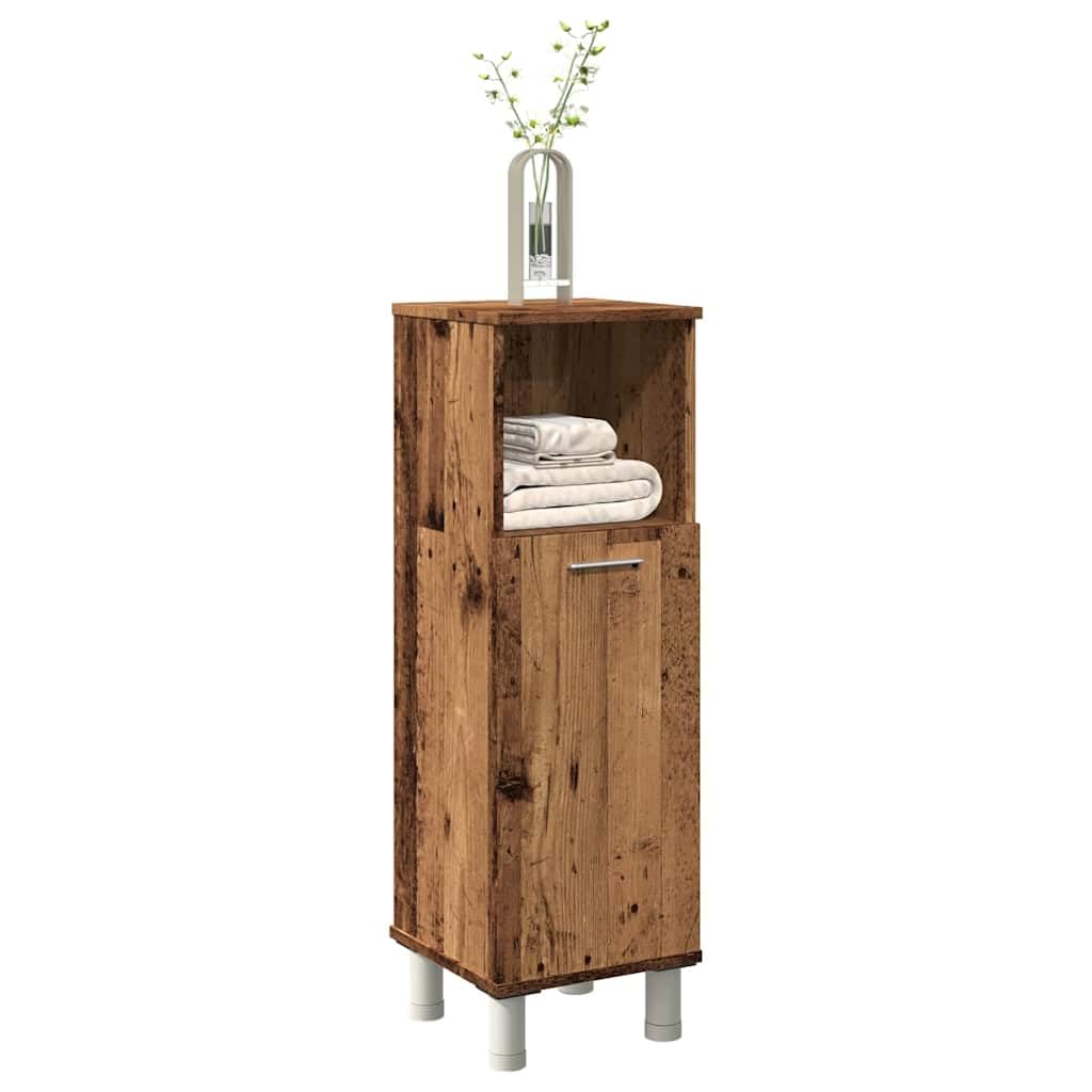 Szafka łazienkowa o wyglądzie starego drewna, 30 x 30 x 95 cm, materiał drewnopochodny, szafka łazienkowa z drzwiami, miejsce do przechowywania środków czyszczących, odporna na wilgoć, trwała