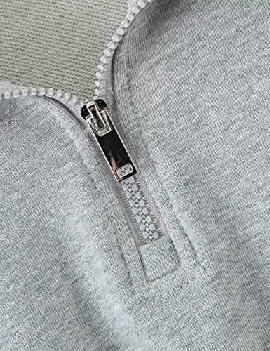 Arssm Women's Half Zip Pullover Long Sleeve Cropped Sweatshirt Ribbed Corset Hems High Neck Sweater Tops(Grey-M) #TOP2