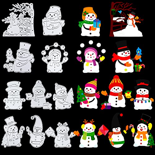 10 Pieces Christmas die cuts Gnome Cutting Dies Snowman Cutting Dies Carbon Steel Embossing Script Die Stencils Santa Claus Gnome Dies for Christmas Holiday DIY Decoration Supplies (Snowman Style)