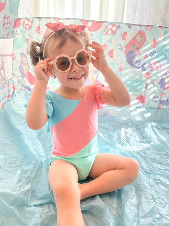 Image of Toddler Girl Baby Ruffles Mermaid Fish Scale Swimsuit One Piece Swimwear Bathing Sunsuit