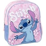 Mochila Infantil Escolar de Stitch - Color Rosa - 25x20x29 cm - Fabricada en Poliéster - Con Cierre de Cremallera - Estampado de Stitch - Producto Original Diseñado en España