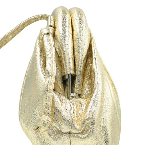 MINGSEECESS Women Fashion Cloud-Shaped Dumpling Bag Metallic Ruched Crossbody Cell Phone Bag Clutch Shoulder Handbag3