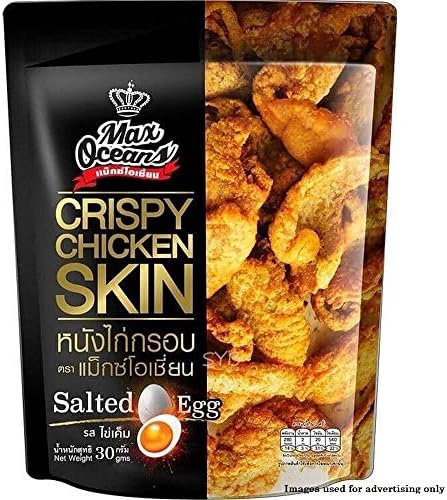 Max Oceans Brand, Crispy Fried Chicken, Crispy Chicken Skin, Salted Egg Flavour, Size 30g X 4 Packs