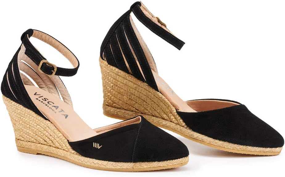 VISCATAUllastret Espadrille Suede Wedges Spain Handmade 2 ½” Heel Women's Sandals with Premium Suede Upper and 100% Natural Jute Midsole for all Occasions: Casual, Work, Party