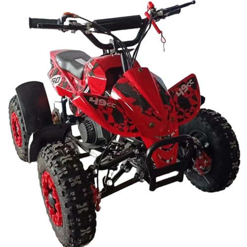 Miniquad 49cc Kinderquad Benziner Pull Starter stufenlos drosselbar (Rot)