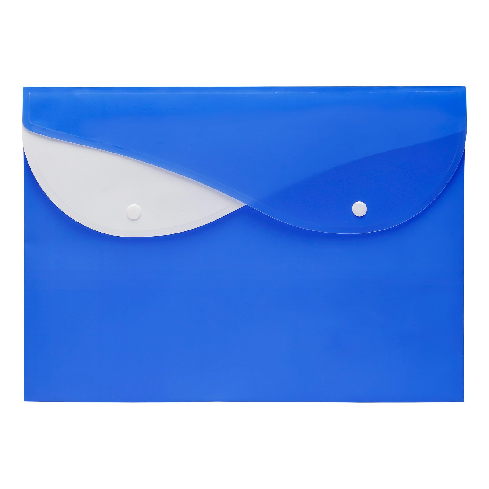 Pack of 10- A4 Envelope File, Document Stud Wallet, Easy Slide Files, Plastic Document Folder, Report Covers, Document File Paper Organiser for Home School Office (Dual Pocket, Royal Blue)