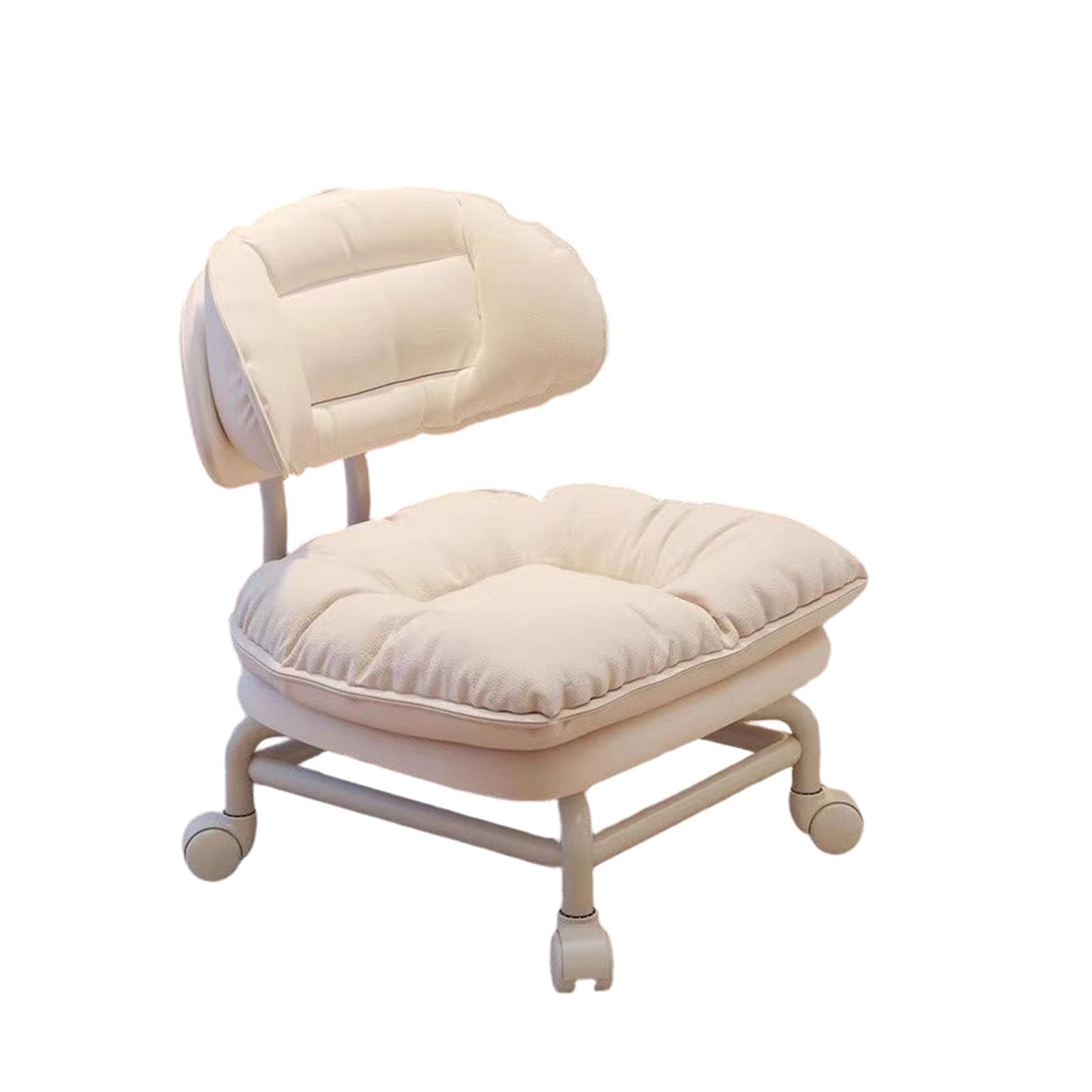 AVSMGP Entry Movable Shoe Stool with Backrest,Low Height 360° Rotating Rolling Stool- PU Material Easy To Clean- for Bedroom, Living Room, Office, Entry,Makeup,Pedicure,White
