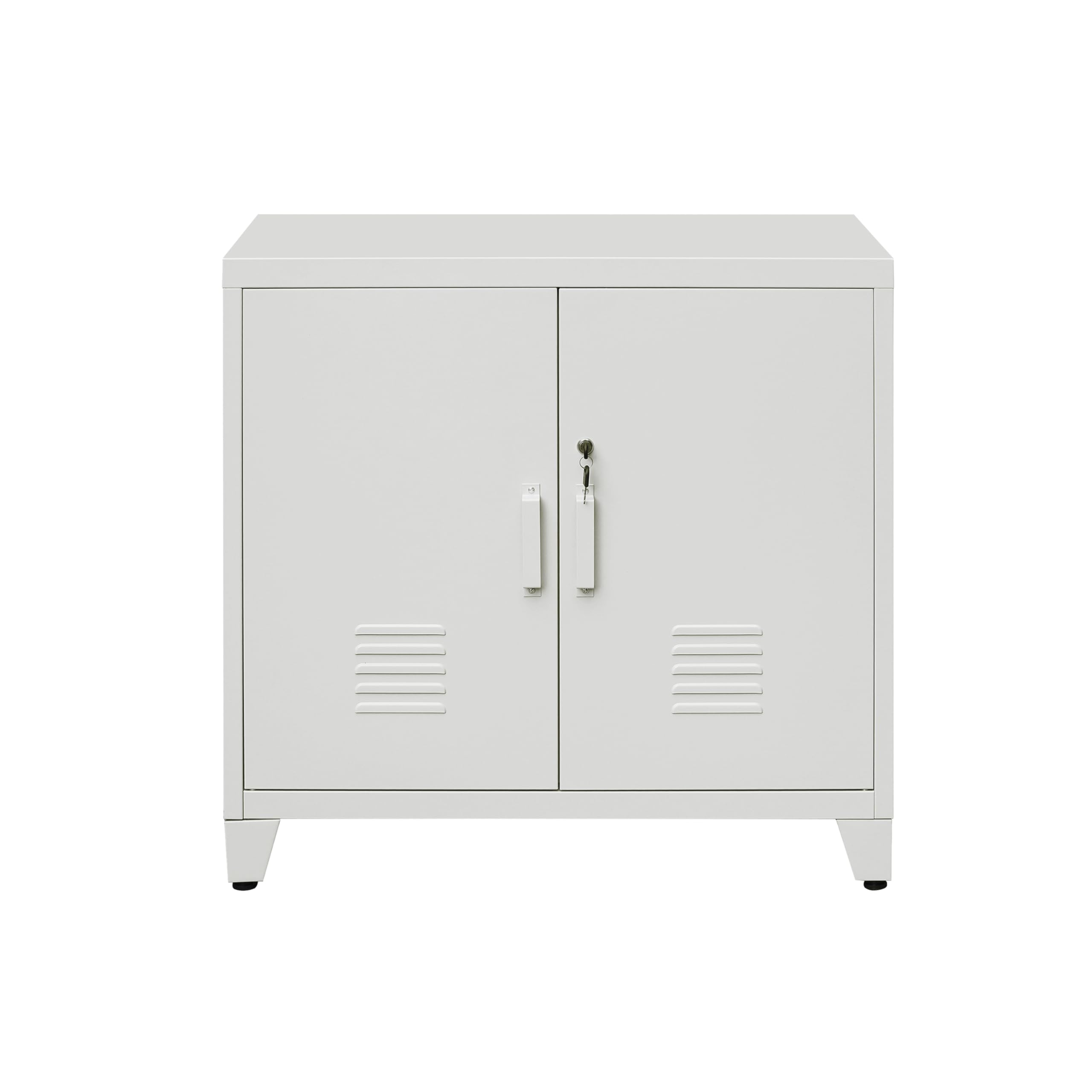 Brigros - Armadio In Metallo 2 Ante Con 2 Ripiani Interni E Serratura A Chiave 85x50x82 Cm, Armadio Metallico Zincato Verniciato Per Garage, Ufficio, Magazzino O Archivio (Grigio)