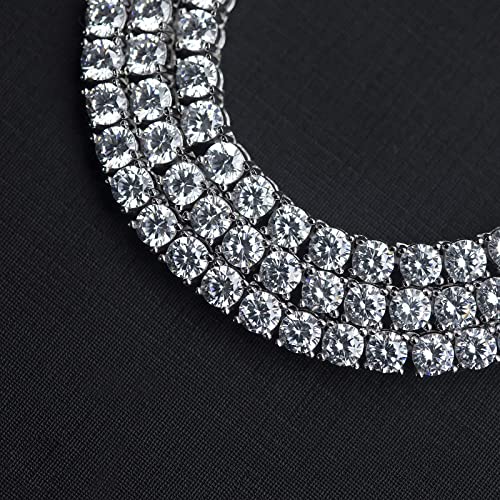 TKJ 14K Gold Plated Diamond Tennis Chain Round Cubic Zirconia Classic Tennis Necklace for Women and Men 18 Inch3