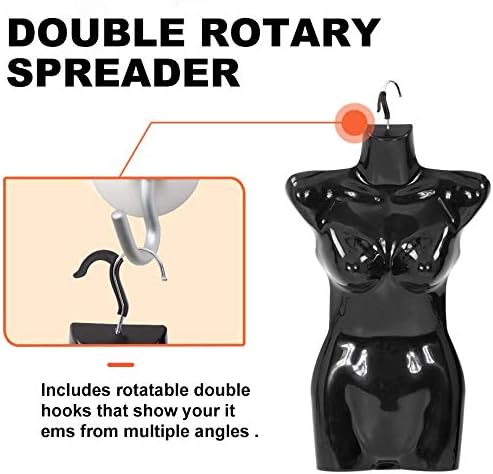 Miniatura 5 de Maniquí de torso de maniquí para mujer de 27 pulgadas realista de ropa de medio cuerpo exhibición de plástico para adulto con gancho de metal para