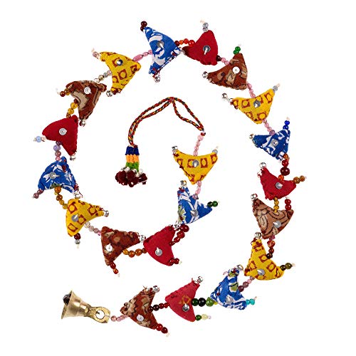 Tira decorativa vertical con pájaros de tela y campanillas, 20 pájaros.