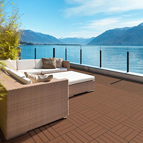 ECD Germany WPC Terras Tegels 30x30 cm 55er Spar Set für 5m² Lichtbruin in houtlook voor tuinbalkonvloeren met afwatering en kliksysteem vlonders balkon tegels klikken houten tegels - Image 8