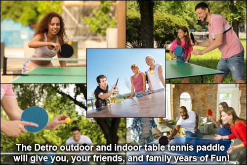 Detro Ping Pong Paddle for Indoor Or Outdoor Table Tennis Play | Weatherproof Competition Grade Ping Pong Paddle | Better Spin Control & Performance | Pro Style Ping Pong Paddle (Black)