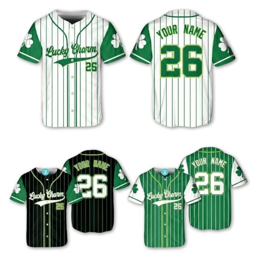 Personalized St Patrick's Day Baseball Jersey - Custom Saint Pattys Tee & Irish Jersey with Name & Number, Funny St Patrick's Day Outfit Shirt Women Men miniatura 1