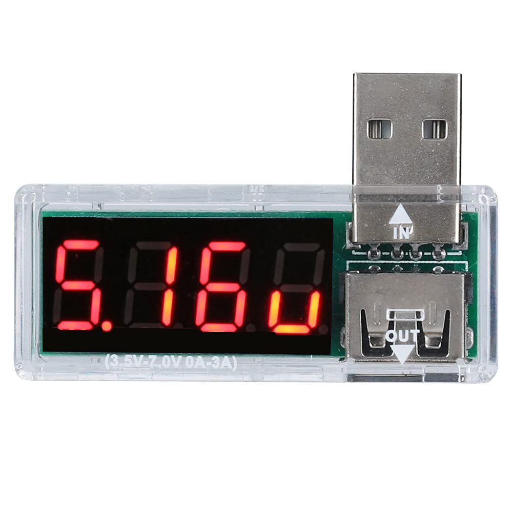 Mavaol 2 Pieces USB Detector Voltage Current Tester Voltmeter Ammeter Portable for Mobile Phone Users (Weiß)