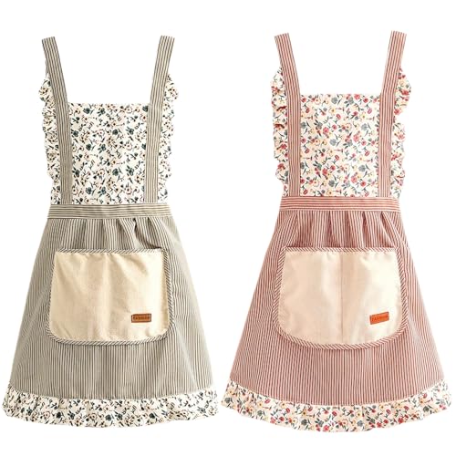 Hwtcjx 2 Pack Tabliers de Cuisine, Tablier Réglable avec Poches, Tablier de Cuisine pour Homme Femme, Cuisine Familial, Restaurant, Jardin, Barbecue, école,...