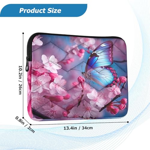 Funda para portátil 13-14 pulg azul con mariposas y flores miniatura 3