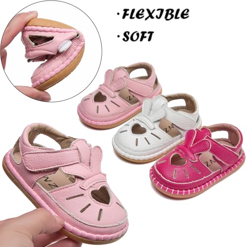 WUIWUIYU New Born Baby Boys Girls Closed Toe Summer Sandals Bunny Heart Shape Baby Shower Athletic Sandals Outdoor Learn Walker Shoes 7