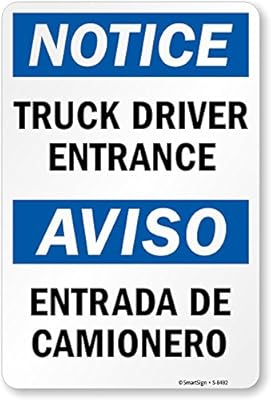 SmartSign - S-8492-AL-12x18 “Notice - Truck Driver Entrance†Bilingual Sign | 12