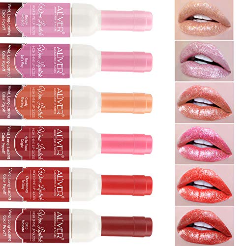 6 Unidades Botella de Vino Brillo de Labios Tinte a Prueba de Agua Lápiz Labial Tinte, Larga Duración Beso Prueba Antiadherente