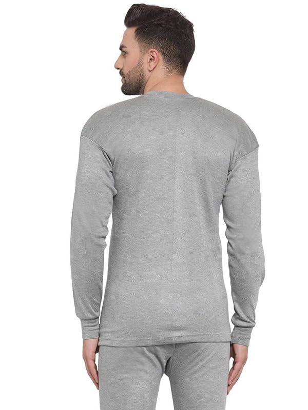 Winter Thermal Top for Men in Cotton Blend | Round-Neck Men's Inner Thermal Wear | Full Sleeves and Snug Fit | Premium Thermal Vest for Men | Pack of 1 Grey 1