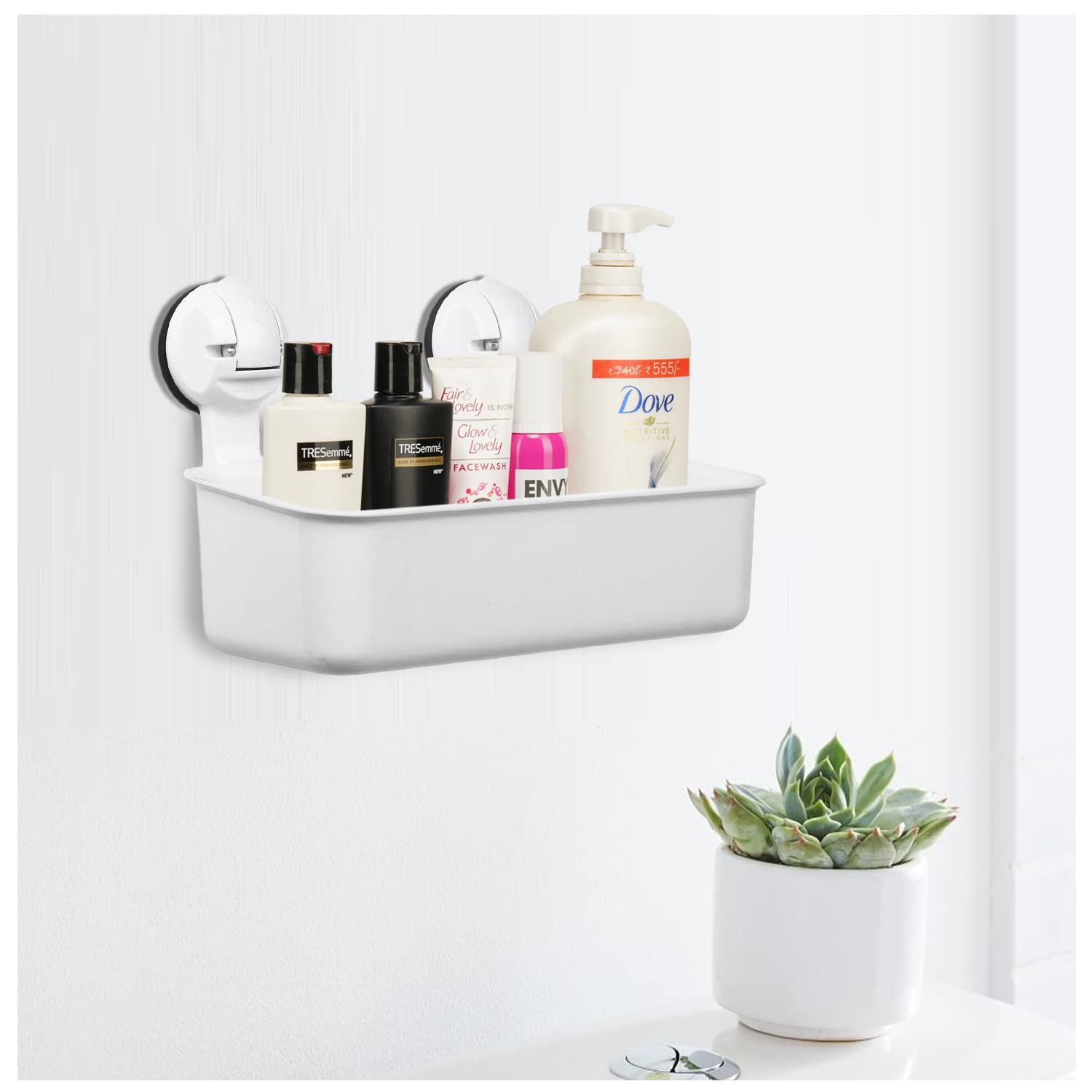 Vacc Fast Multipurpose 'Vaccum Based Strong Suction' Bathroom Organizer ...