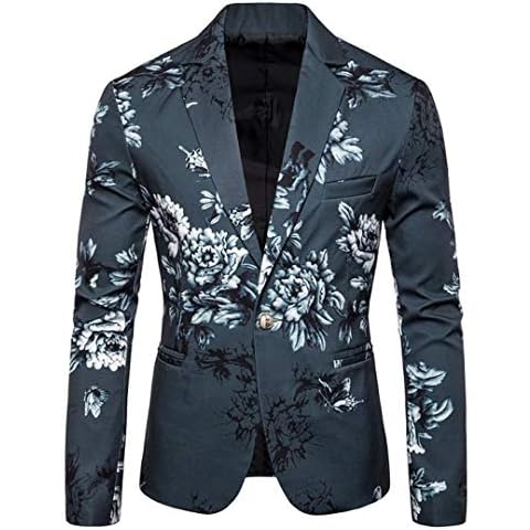 JUANFAQI Chaqueta de Traje con Estampado Floral para Hombre Cover