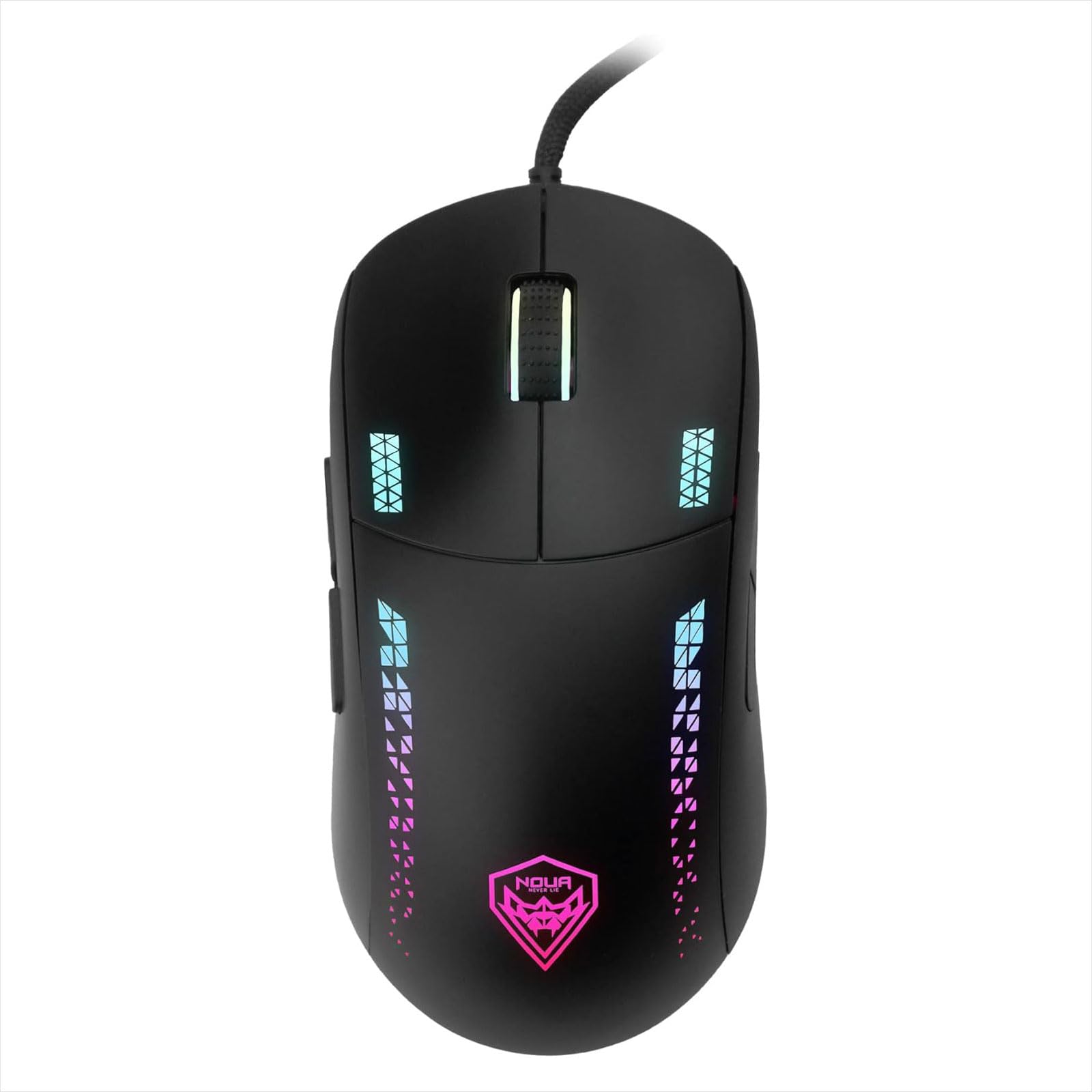 Noua Loop Mouse Gaming RGB | Sensore Pixart 3335 fino a 32000 DPI | 70g Ultra-Leggero | 9 Pulsanti Programmabili | Switch Huano | Ambidestro | Software Dedicato | Nero