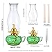 Rustic Oil Lamp for Indoor Use,Large Kerosene Lamp with Handle,2 Pcs Wicks and 1 Tweezers,Vintage Glass Hurricane Lamp for Home Emergency Lighting (Green)
