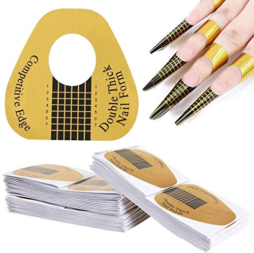Luxtrip 100pcs Nail Form Pro Nail Art Guide Horseshoe-shaped Nail Art Form Acrylic Tips Gel Extension Sticker