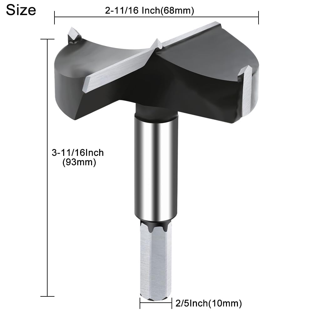 NICAVKIT Tungsten Steel Forstner Drill Bit, 68 mm, Professional Forstner Drill Bit, Wood Hole Cutter, Wood Drill, Pot Drill - Image 2