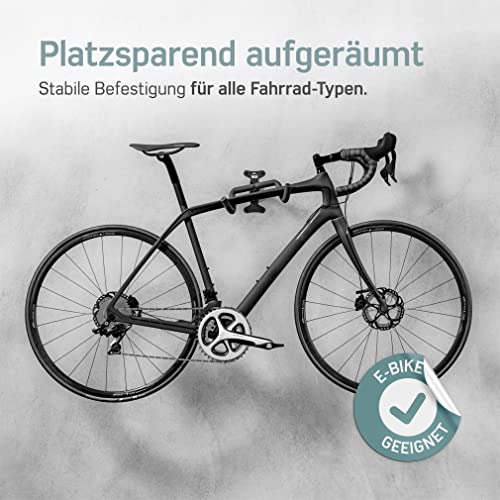 Borgen Fahrrad Wandhalterung klappbar - Fahrradhalterung Wand bis 20kg Tragfähigkeit - Winkel und Wandabstand einstellbar - extra softe Polsterung - Fahrradaufhängung Wand für MTB, Rennrad, E Bike