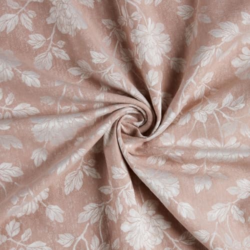 Image of haus & kinder Printed Jacquard Window Curtain 5 Feet Long Pack of 1 Window Curtain, 5 Feet Curtain for Window (Chateau Rose, Blush Nature Design 130x152 CM)