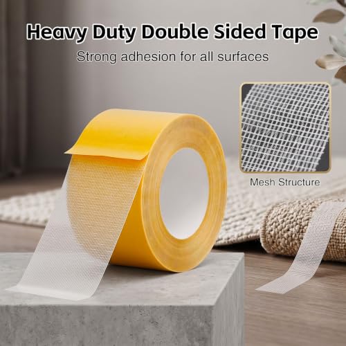 Image of Heavy-Duty Grid Double Sided Tape, 2026 New Removable Fiberglass Mesh Double Stick Adhesive Tape, Fabric Tape for DIY Crafts, Wall Decor, Office Decor, 2 Rolls, 1.18 in x 66 FT