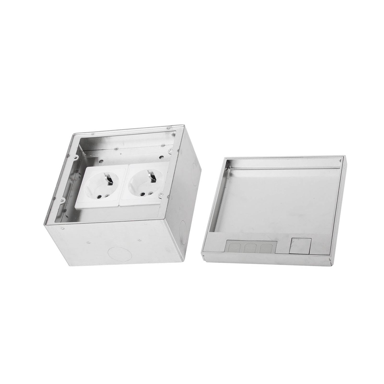Bewinner Scatola di Derivazione da Incasso a Pavimento con 2 Prese, Presa Impermeabile Ignifuga per PC in Acciaio Inossidabile 16A 4000W per Casa, Ufficio, Hotel, Scuola