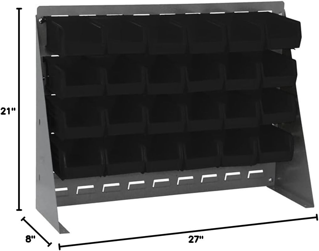 Quantum Storage Systems QBR-2721-220-24YL Solid Louvered Panel Bins Bench Rack 9 Shelves 24 Ultra Stack & Hang Yellow Bins 21" H x 28" W x 8" D