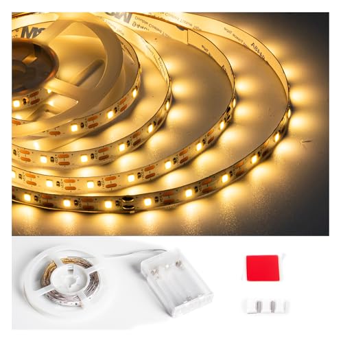 Tira LED a batería 6.6 pies luz cálida flexible miniatura 1