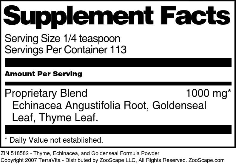 Miniatura 4 de Fórmula en polvo para tos y resfriado - Equinácea, sello de oro y tomillo (4 oz, ZIN 518582)