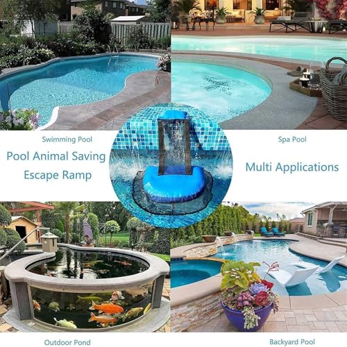 Pool Tierrettung, Rettungsrampe für Pool, Rampe Rettungen, Pool Ausstiegshilfe für Tiere, Pool Zubehör Floating Animal Rescue Tool for Swimming Pools to Small Animals (Schwarz)