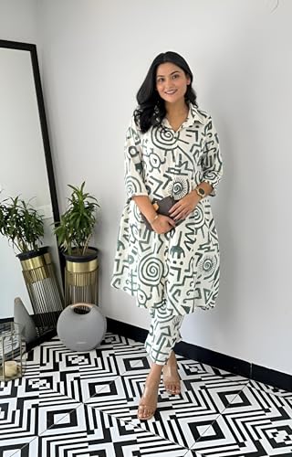 Image of Yashika Women's Cotton Blend Trendy Printed Kurti with Bottom |Kurti Set for Women