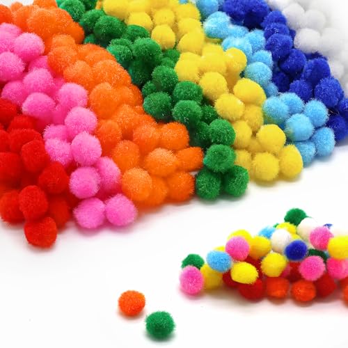 500 pompons de cores de 10 mm, mini bolas de feltro, bolas esponjosas, multicoloridas, artesanato criativo para decoração de festas, coroas, borlas, acessórios para o cabelo