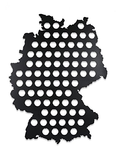 GRAVURZEILE Premium Bierkarte Deutschland XL Schwarz - Geschenk für Männer Lustige Geschenkidee für Bierfreunde & Bier Geschenke - Platz für 75 Kronkorken - 60 x 46 cm