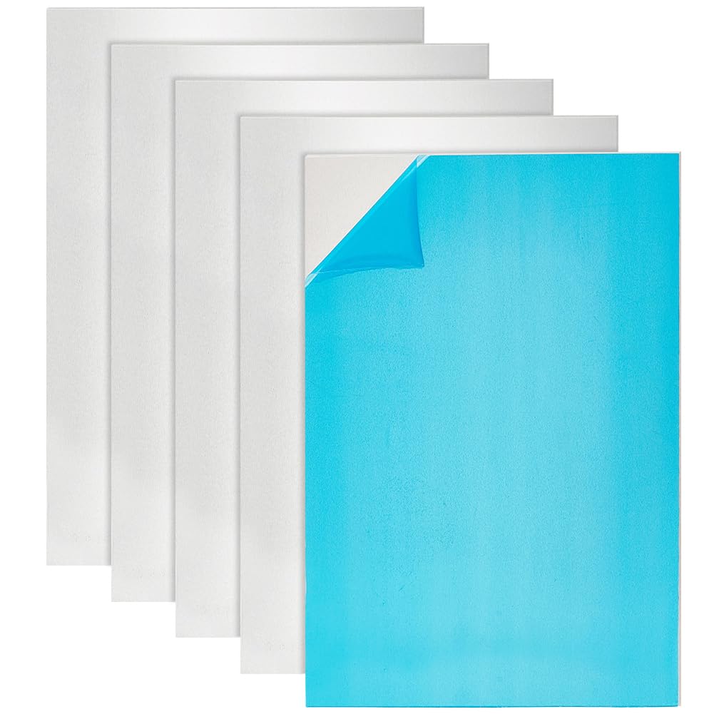 BENECREAT 5 paquet de Feuilles D'Aluminium 6061 de 300x200x0.5mm avec Film Protecteur pour Gravure Laser et Estampage de Métal Ébauches de Découpe Laser Anodisées Argent pour Loisirs Créatifs