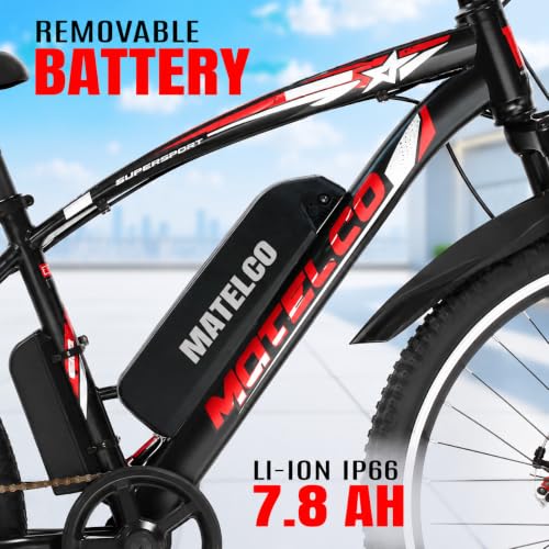 Image of MATELCO Urbano EA26 Electric Cycle with 7.65Ah Removable Battery, 26 inch Wheel Size, Front Suspension, 250W BLDC Motor, Quick Acceleration, 90% Assembled Black