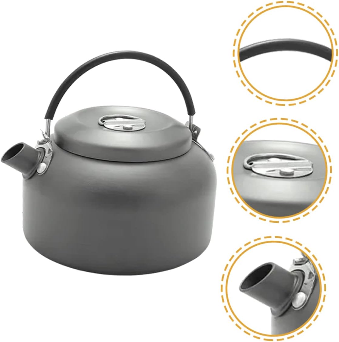Yardwe 2pcs Professional Water Pot Camping Tea Kettle Portable Aluminum Alloy Even Heat Distribution Safe Handle