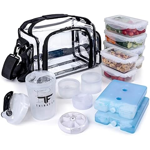 ThinkFit Clear Meal Prep Bag with 6 Containers Cover