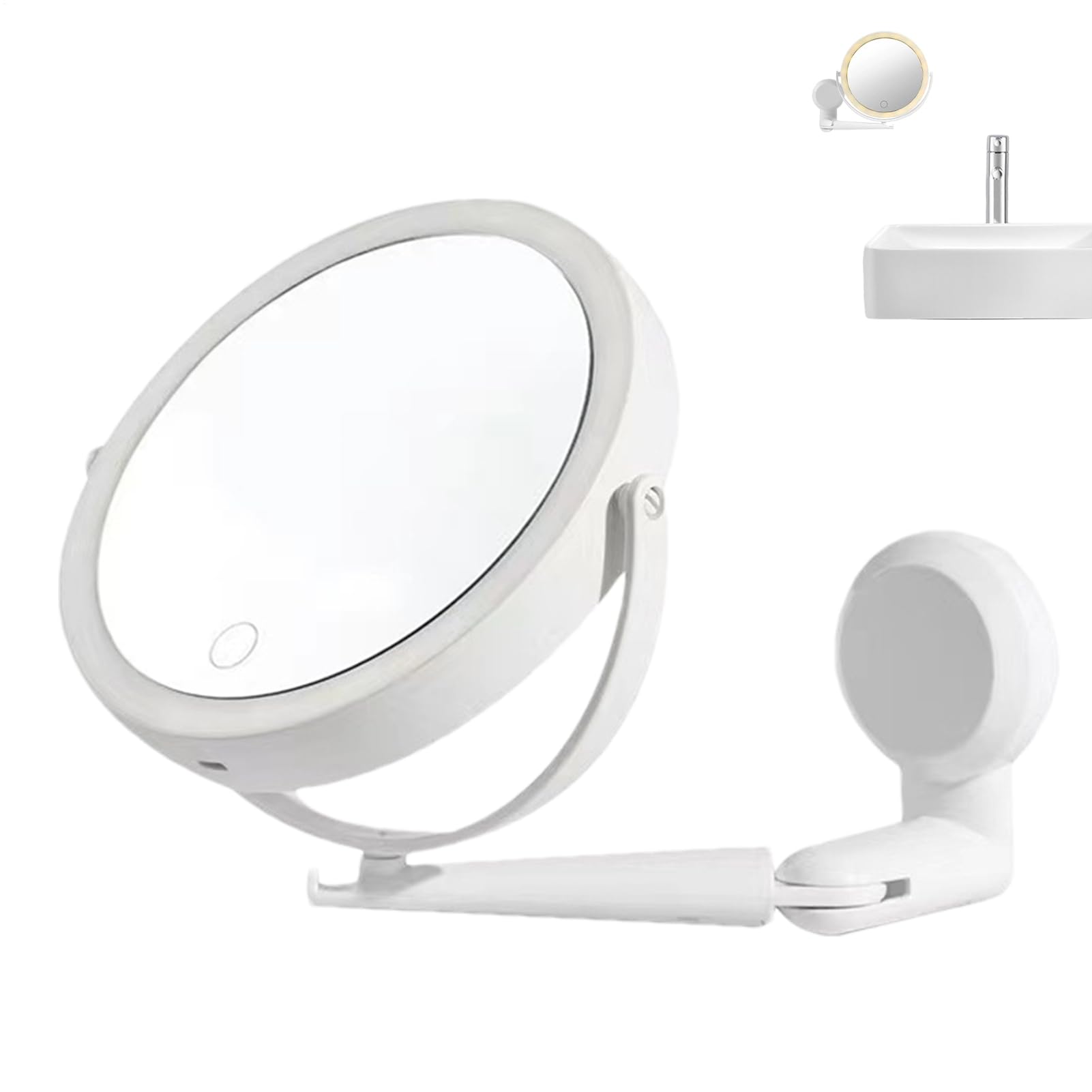 Miroir de maquillage éclairé salle de bain bras pivotant