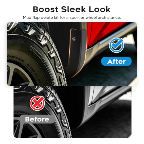 Image of Sunsdrew Mud Flap Delete for 2019-2026 Chevy Silverado 1500 - Direct Fit No Drill Mud Guards Delete - Silverado 1500 Exterior Upgrade Accessories - 4pcs Black